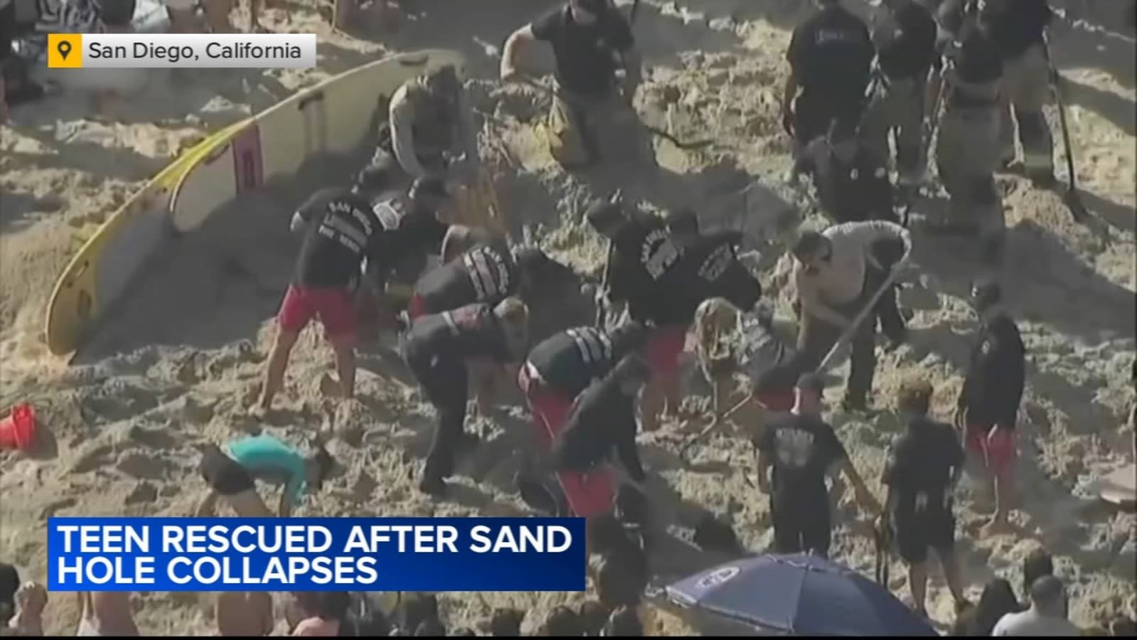 Teen rescued after sand hole collapse on San Diego beach