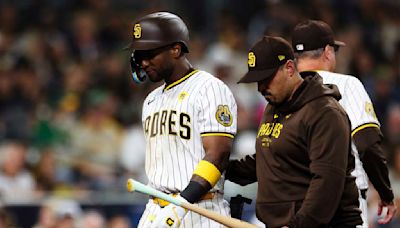 Jurickson Profar is out of the Padres' lineup with patellar tendinitis in his left knee