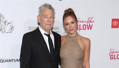 Katharine McPhee Dazzles in a Sheer Gold Gown with David Foster at Entertainment Charity Event, Preps for Concert Tour