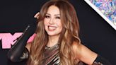 Thalía Is a Bombshell in a Golden Gown and Opera Gloves at the VMAs