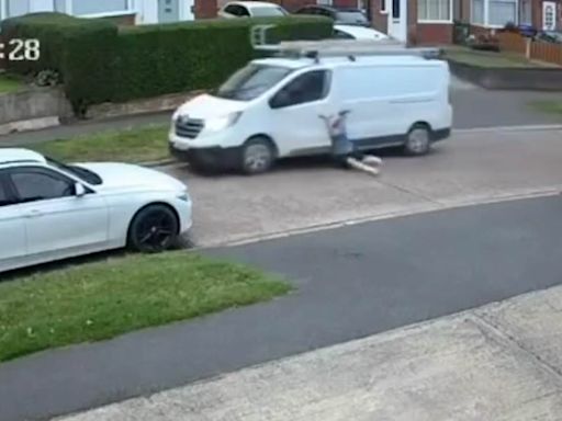 Plumber is dragged along the road trying to stop thief stealing van