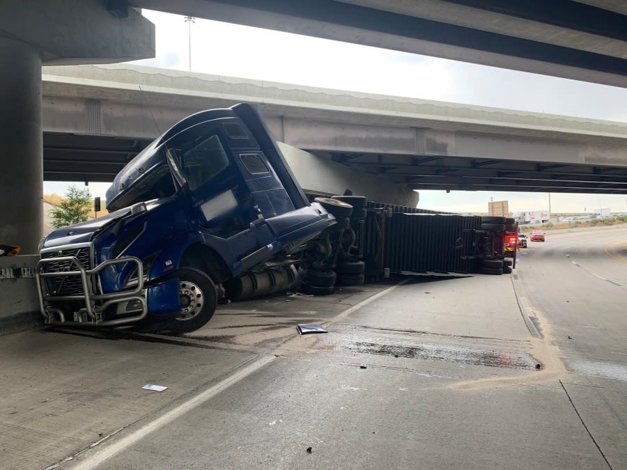 ROAD CLOSURE: Semi-truck rollover blocks ramp at I-15 SB, I-80 EB