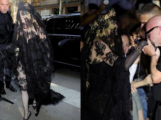 Madonna’s black lace look at Milan Fashion Week 2024