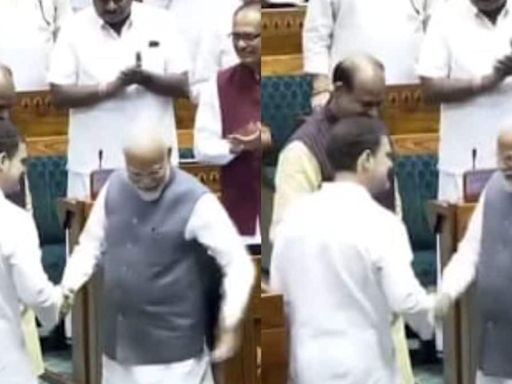 Watch: Rahul Gandhi, PM Modi Shake Hands As They Welcome Lok Sabha Speaker Om Birla - News18