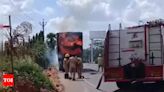 50 two-wheelers gutted as truck carrying them catches fire near TN’s Hosur | Chennai News - Times of India