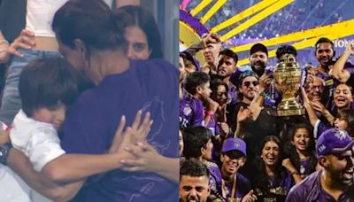 SRK sheds happy tears with Suhana Khan, Aryan Khan and AbRam post KKR win in IPL 2024 Final