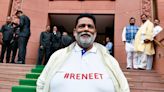 Bihar MP Pappu Yadav Wears "Re-NEET" T-Shirt To Take Oath In Lok Sabha