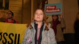 Greta Thunberg joins anti-fossil fuel activists outside Lord Mayor’s Banquet in London