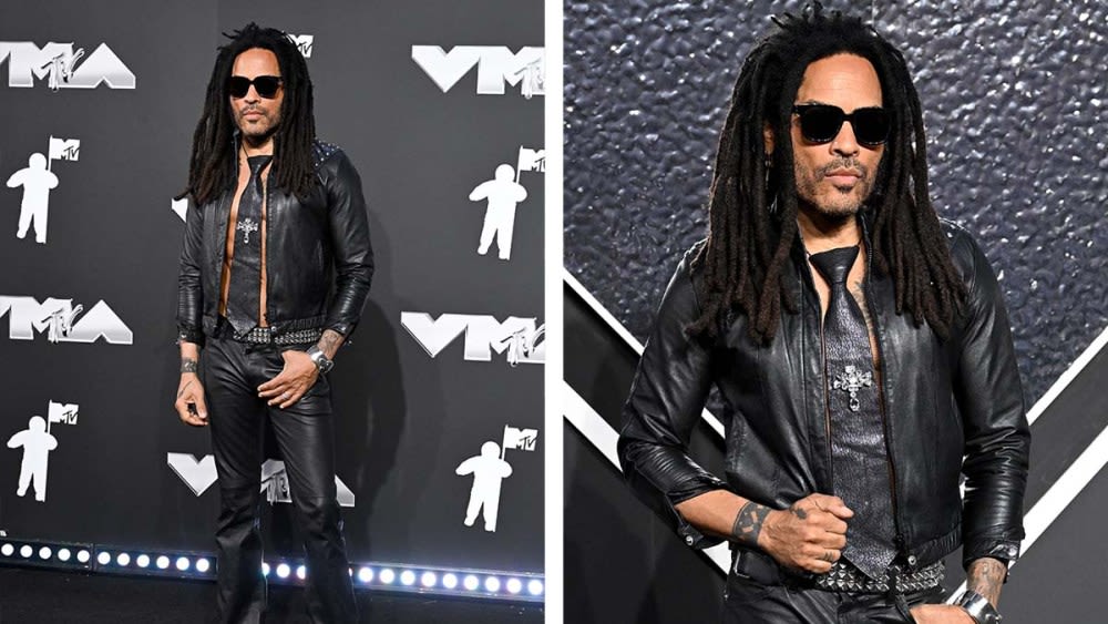 Lenny Kravitz Lets His Love for Leather Live in Full Leather Look at MTV VMAs 2024