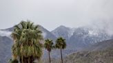 How much snow fell in the mountains above the Coachella Valley and beyond?