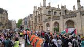 Anti-war protest at Cambridge University ahead of graduation ceremonies
