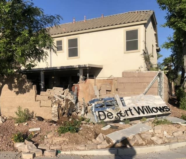 2 crashes weeks apart destroy Las Vegas homeowner’s wall