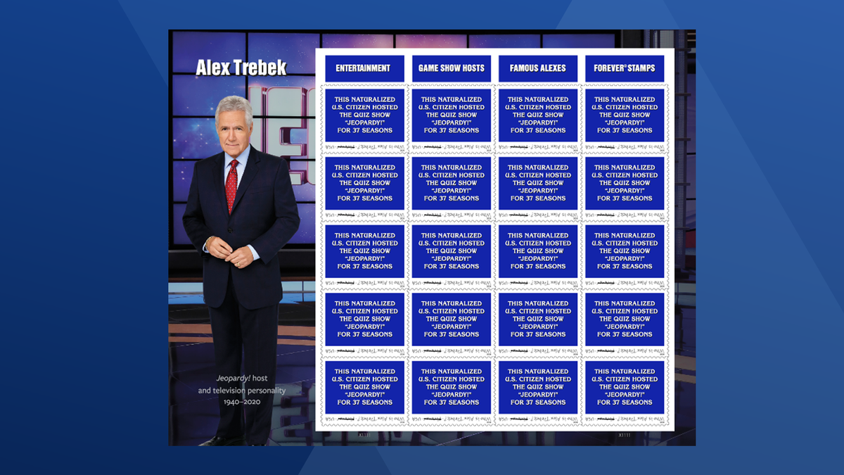 Late 'Jeopardy!' host Alex Trebek honored with new postal stamp