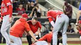 Angels' Chase Silseth taken to hospital after being hit in head by teammate's errant throw