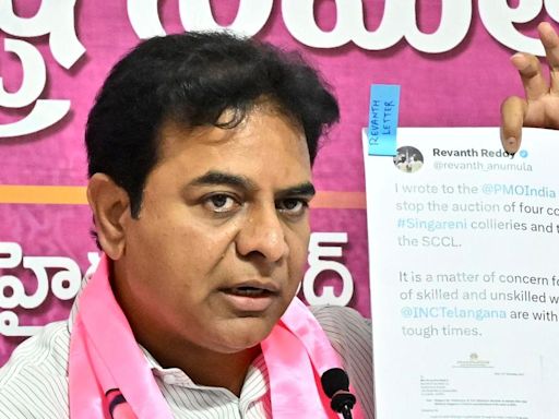 KTR dares Revanth Reddy to seek the resignations of six BRS MLAs those defected to the Congress party