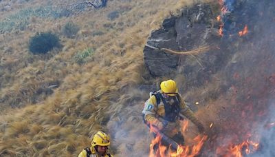 Incendio forestal en Córdoba: la rotación del viento complica los trabajos de extinción del fuego en Traslasierra