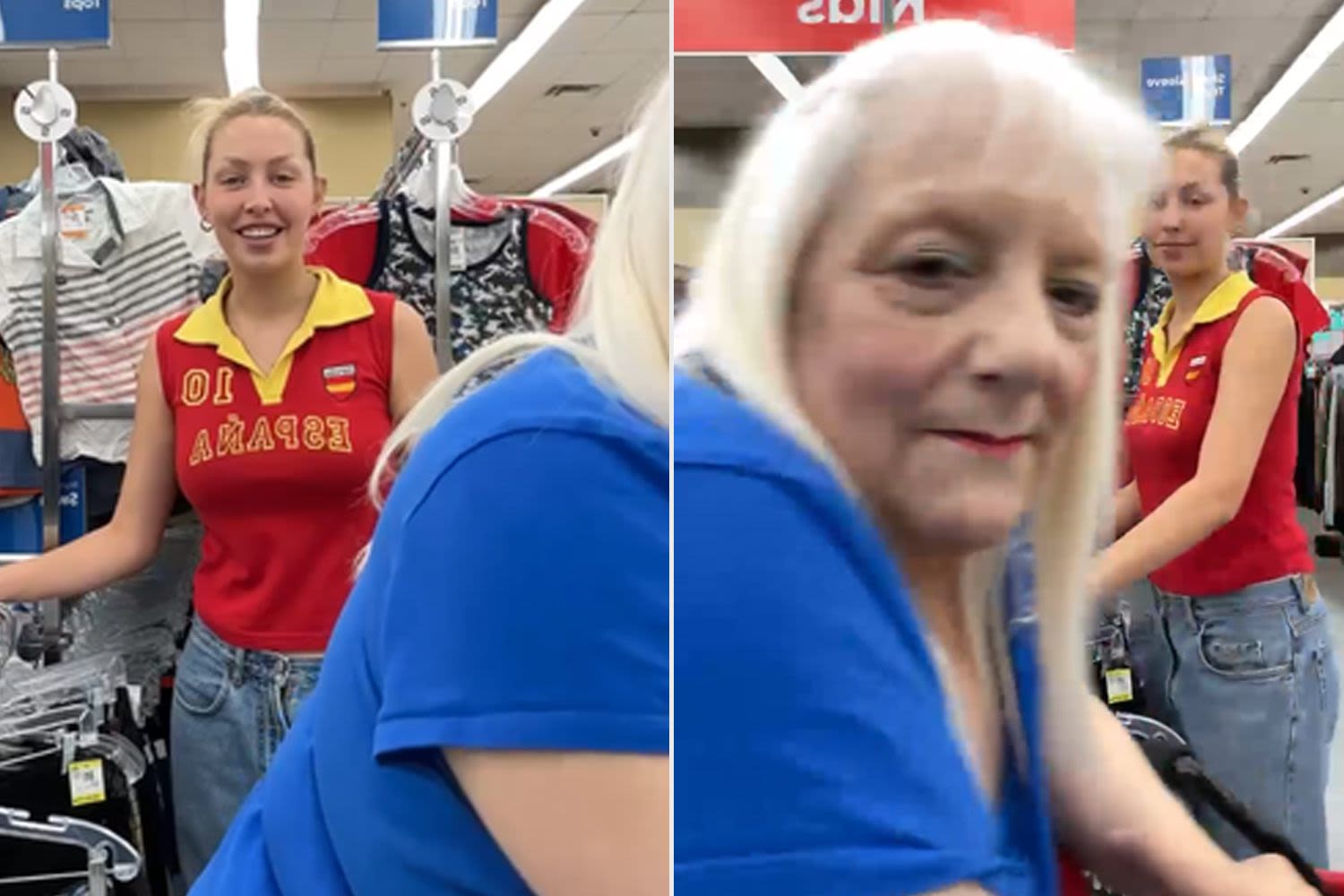 Woman Trying on Clothes at Thrift Store Questioned by Elderly Shopper — and Their Exchange Goes Viral (Exclusive)