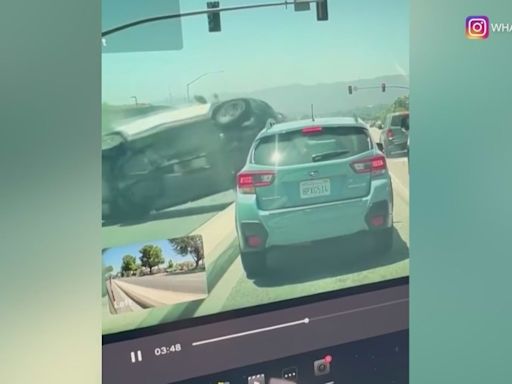 Violent rollover crash sends deputy’s car tumbling through Santa Clarita intersection