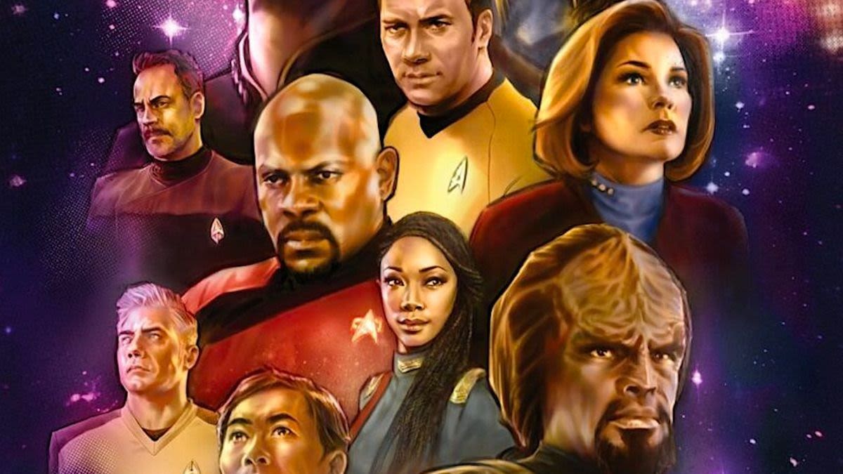 'Star Trek #500' cover showcases a commanding collection of cosmic captains