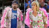 Cubs Fan Wears Kim Mulkey's Pink Feathered Jacket to Game After Losing Twitter Bet