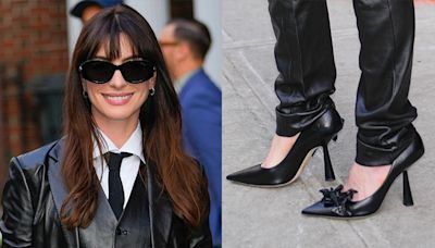 Here’s Where You Can Buy These Black Floral Jimmy Choo Pumps Worn by Anne Hathaway for 40% off Right Now