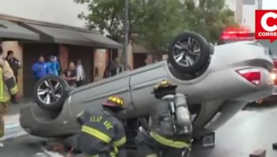 Volcadura de vehículo en la Avenida Abancay deja un herido y congestión vehicular