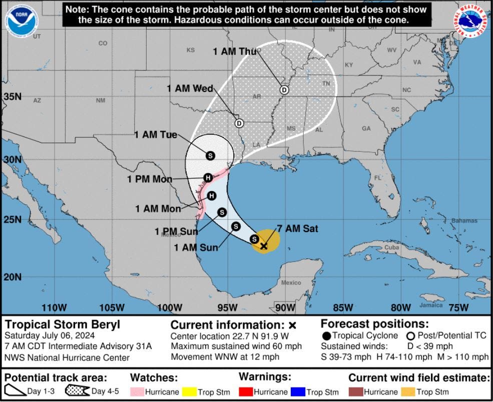 Texas braces for 'determined' Beryl; landfall as hurricane likely: Live updates