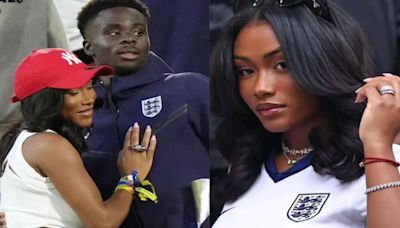 Bukayo Saka celebrates with girlfriend Tolami after England victory