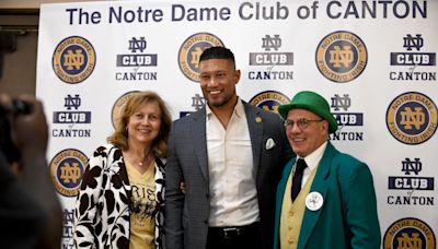 Find out what Notre Dame football coach Marcus Freeman told Massillon crowd Tuesday