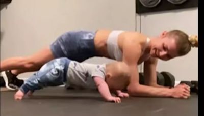 'Like Mother Like Son': Baby Works Out With Mother. Watch Viral video