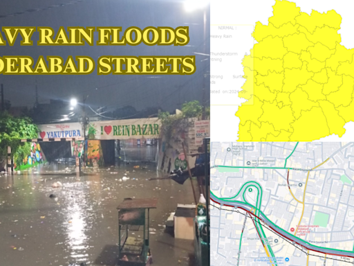 Hyderabad Yellow Alert: Road Flooded, Traffic Jammed as Heavy Downpour Batters City, More Rain Ahead