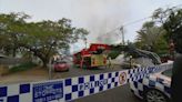 Monster fire tears through three homes in Brisbane