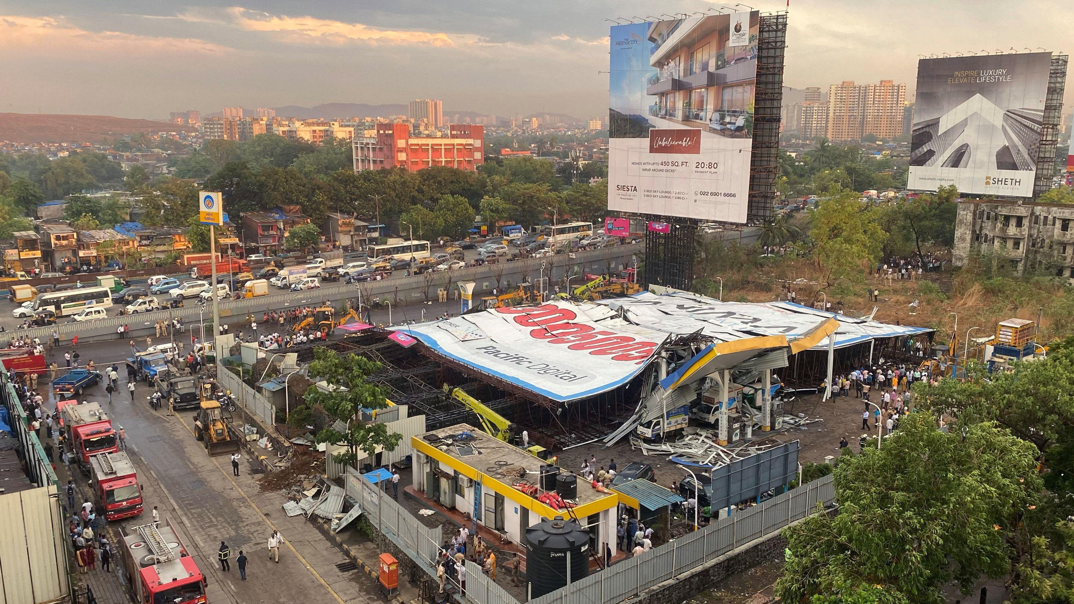 Eight killed and dozens injured after Mumbai billboard collapse