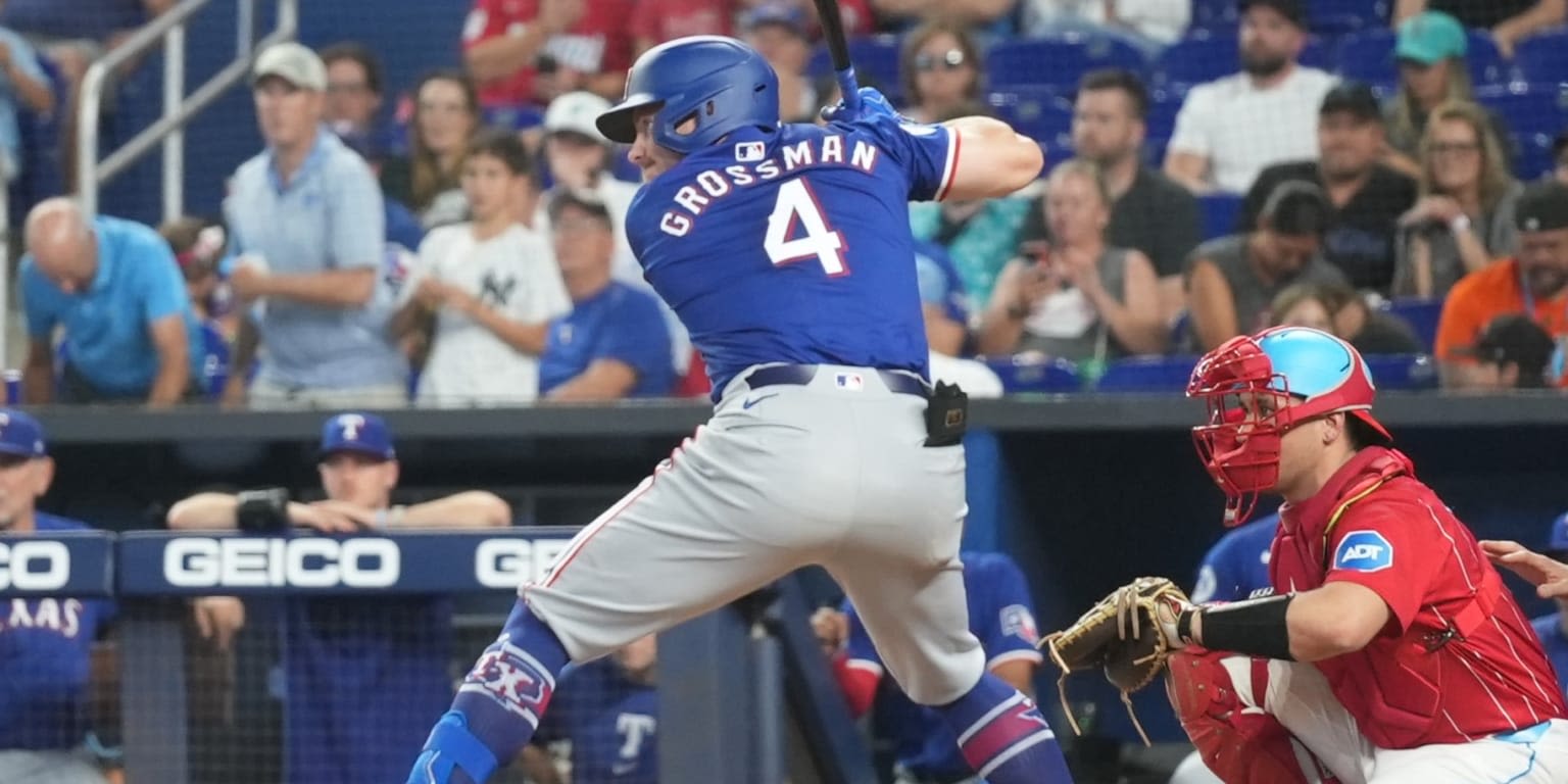 Grossman continues to hurt southpaws as Rangers' bats come alive