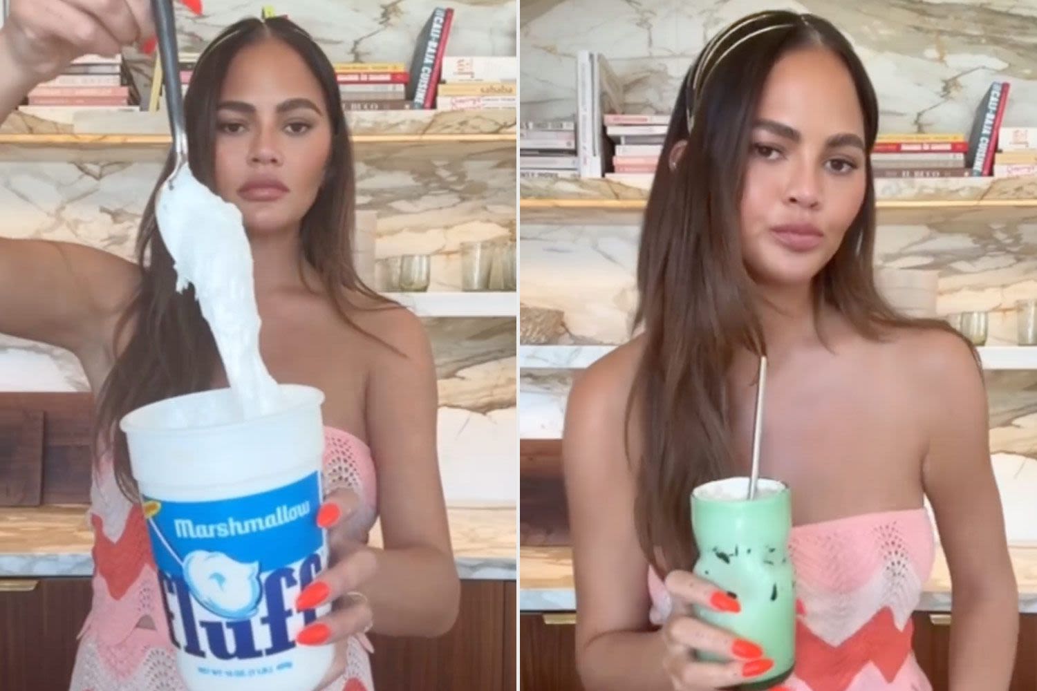 Chrissy Teigen Tests Out the New 'Fluffy Coke' Trend That Combines Marshmallow Fluff and Soda