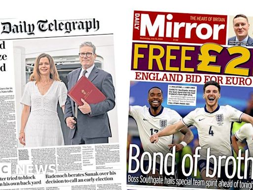 Newspaper headlines: UK defence plan and England bid for Euro glory