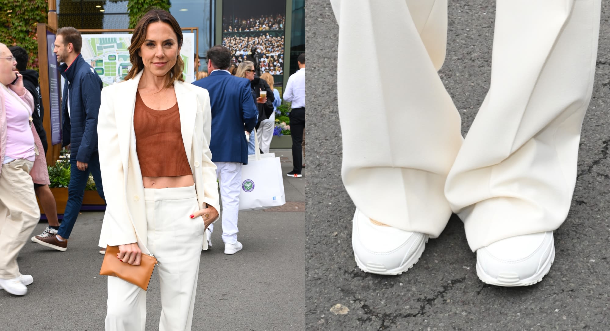 Mel C Gets Sporty During Day Three at Wimbledon in Clean Sneakers and Pantsuit