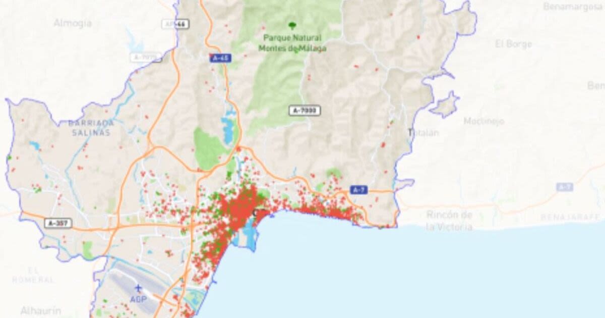 Crazy holiday home map on Spain's coast shows surge of tourist properties