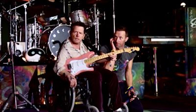 Michael J. Fox Plays Guitar with Coldplay at Glastonbury: Watch