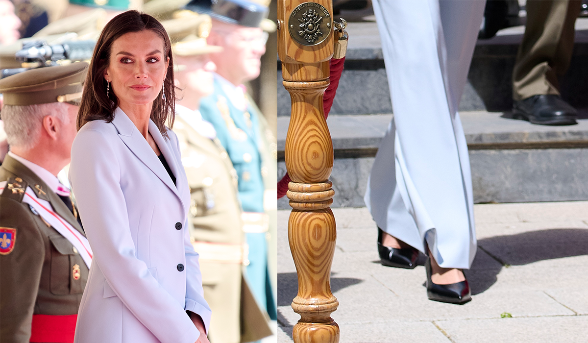 Queen Letizia of Spain Strides in ’90s-Inspired Kitten Heels for Flag Oath Anniversary