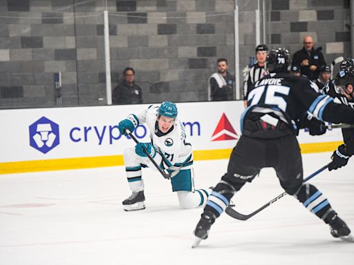 Macklin Celebrini Scores His First Goal For San Jose; Sharks Beat Utah HC 3-2 At Rookie Faceoff