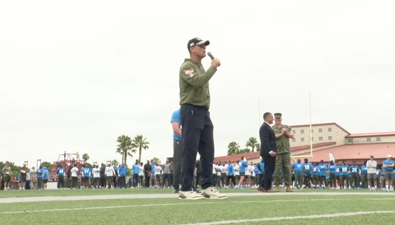 ‘These are our heroes’: Chargers head coach grateful to practice at Camp Pendleton