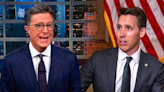 Stephen Colbert mocks Josh Hawley for running from the mob on Jan. 6 after raising fist in solidarity