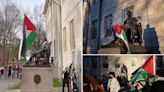 Harvard anti-Israel protesters fly Palestinian flag in spot reserved for Stars & Stripes as demonstrations ramp up across country