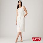 Levi s 女款 高腰吊帶牛仔長裙  鈕扣穿脫 牛仔吊帶裙