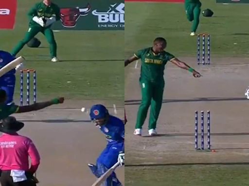 Afghanistan's Rahmat Shah falls to bizarre double-deflection run-out at non-striker's end