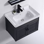 現貨熱銷-黑色太空鋁支架陶瓷洗手盆柜組合小戶型浴室洗臉盆衛生間洗漱臺面