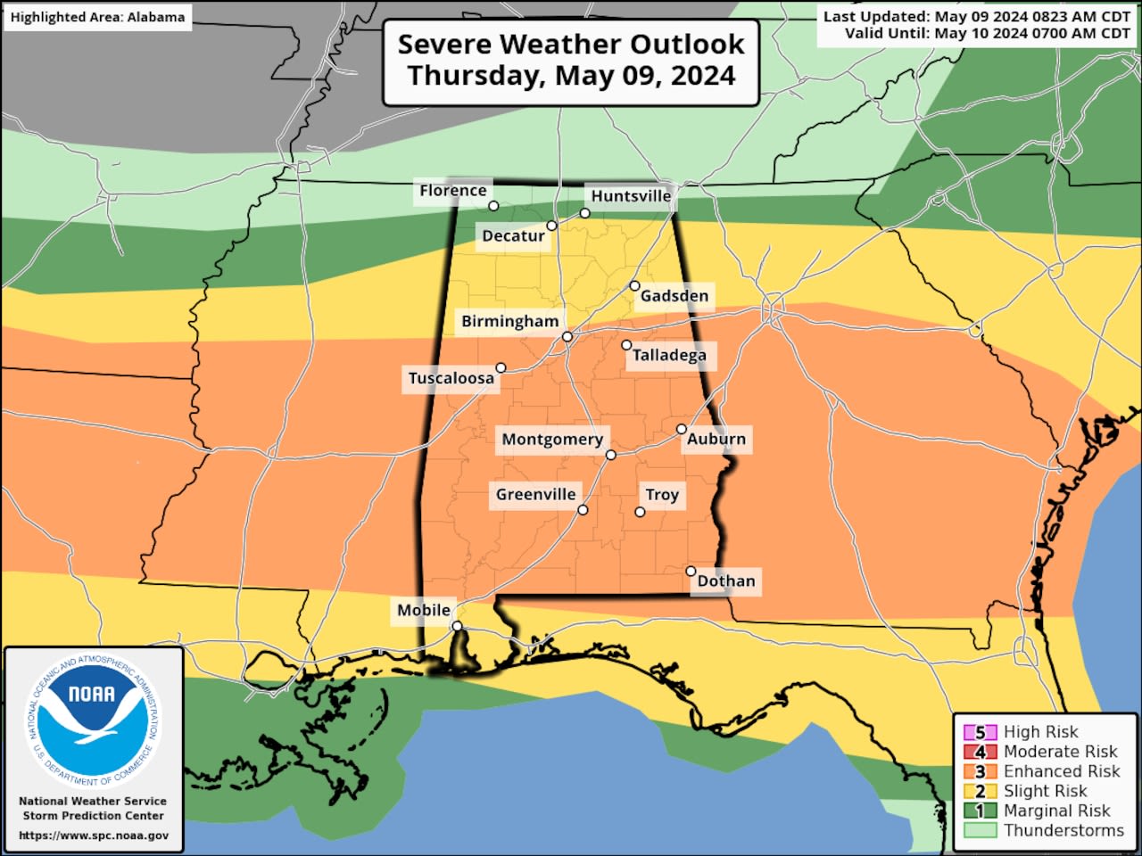 Severe weather possible in Alabama today and tonight