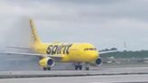 Brakes on Spirit Airlines flight catch fire while landing in Atlanta