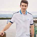 Nautica 男裝 運動風吸濕排汗撞色短袖POLO衫-白色